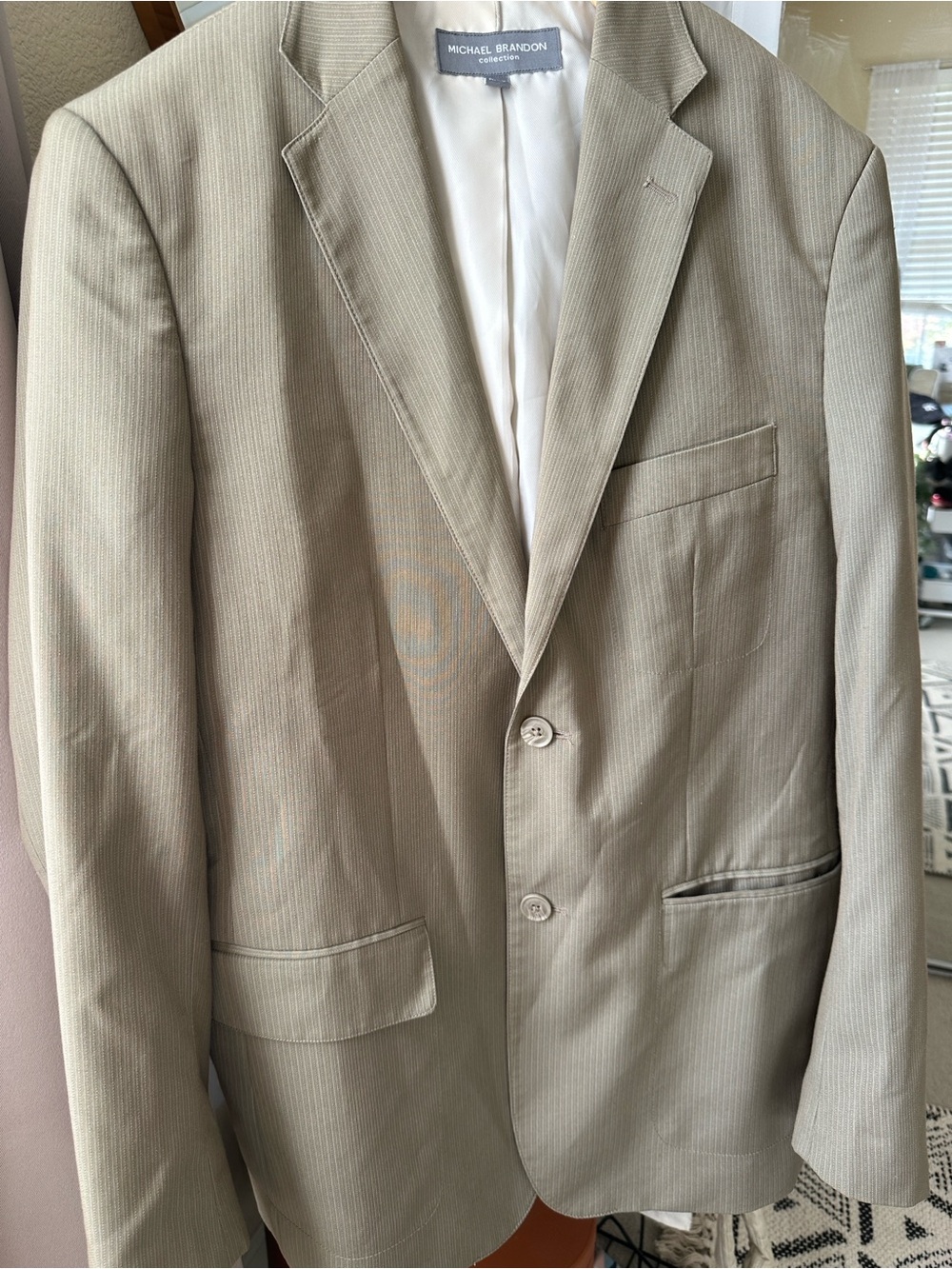 Michael Brandon Light Tan Pinstripe Sport Coat